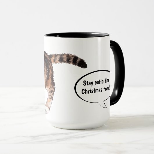 Schattig Grappig Blijf Uit de Kerstboom Kitten Mok (Voorkant rechts)