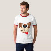 Schattig Grappig Cartoon Hondengezicht T-shirt (Voorkant volledig)