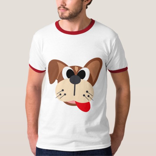 Schattig Grappig Cartoon Hondengezicht T-shirt (Voorkant)