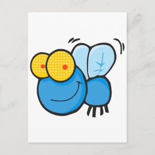 schattig grappig cartoon vlieg karakter briefkaart
