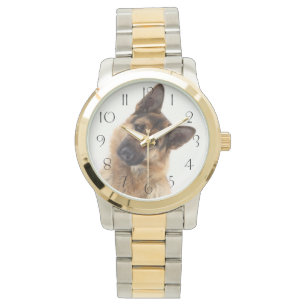 Schattig grappig duits herder portret horloge