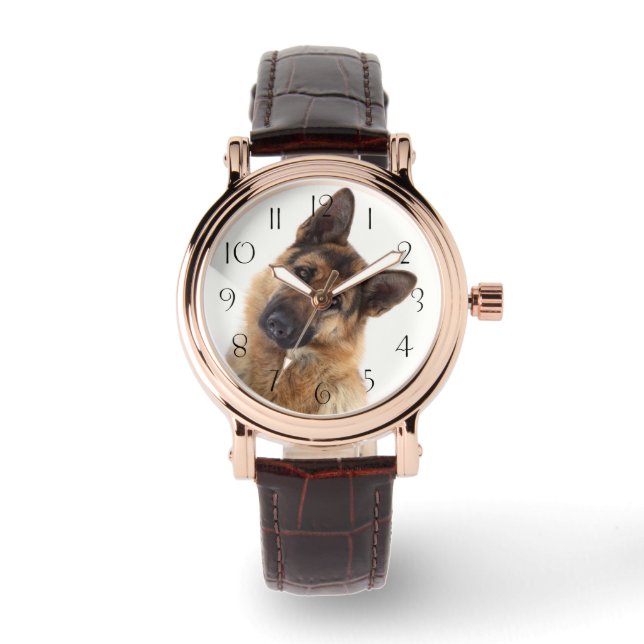 Schattig grappig duits herder portret horloge (Voorkant)