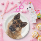 Schattig grappig duits herder portret papieren bordje (Feest)