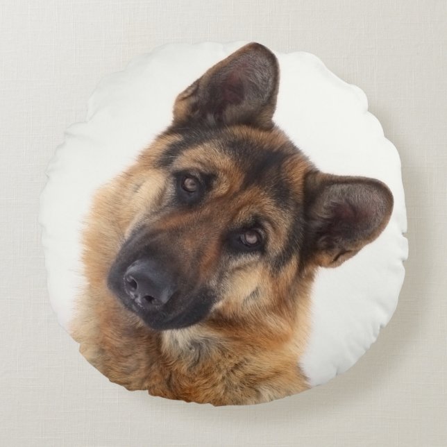 Schattig grappig duits herder portret rond kussen (Voorkant)