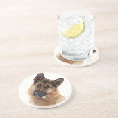 Schattig grappig duits herder portret zandsteen onderzetter (Zijkant)