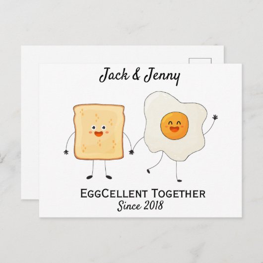 Schattig Grappig Gelukkig Toast Eggcellent Samen   Briefkaart (Voorkant / Achterkant)