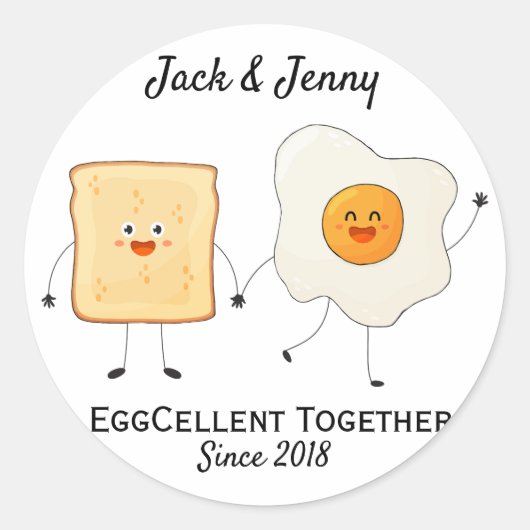 Schattig Grappig Gelukkig Toast Eggstra Geweldig S Ronde Sticker (Voorkant)