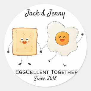 Schattig Grappig Gelukkig Toast Eggstra Geweldig S Ronde Sticker
