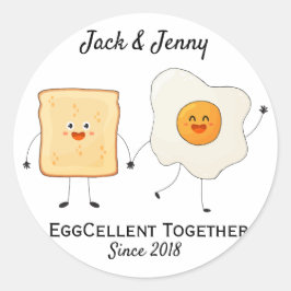 Schattig Grappig Gelukkig Toast Eggstravagant Same Ronde Sticker