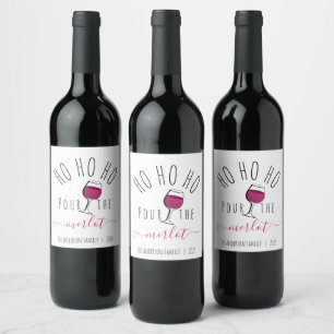 Schattig Grappig Ho Ho Ho Schenk de Merlot Wijn in Etiket
