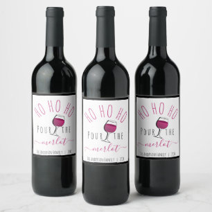 Schattig Grappig Ho Ho Ho Schenk de Merlot Wijn In Etiket