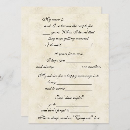 Schattig, grappig huwelijksadvies voor bruid en br advieskaart (Voorkant / Achterkant)
