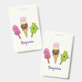 Schattig grappig ijslolly cartoon trio badge (Voor- en achterkant)