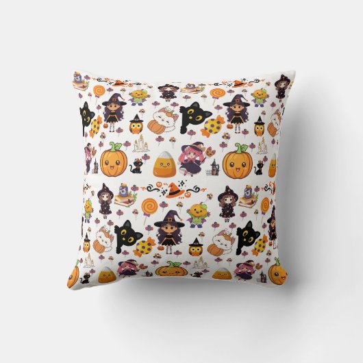 Schattig Grappig Kawaii Halloween Patroon Kussen (Achterkant)