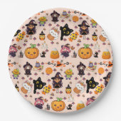 Schattig Grappig Kawaii Halloween Patroon Papieren Bordje (Voorkant)