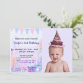 Schattig Grappig | Kinderen Foto Verjaardag Kaart (Staand voorkant)