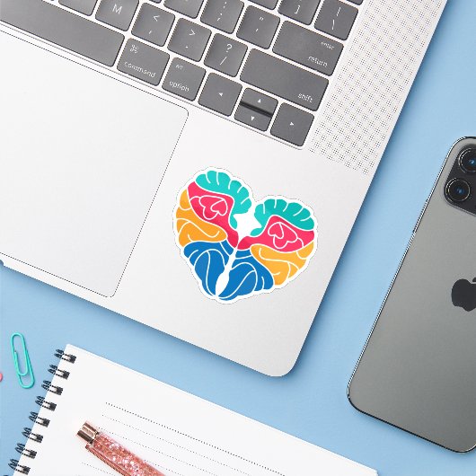Schattig Grappig kleurrijk Liefde Sticker (Laptop met iPhone)