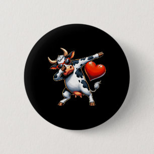 Schattig Grappig Koel Koe Dabbing Hart Valentijnsd Ronde Button 5,7 Cm