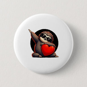 Schattig Grappig Koele Luiaard Dabbing Hart Valent Ronde Button 5,7 Cm