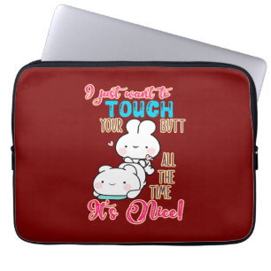 Schattig Grappig Konijn Ik Wil Eenvoudigweg Je Kon Laptop Sleeve