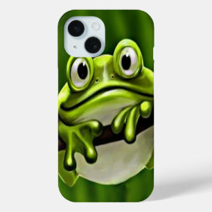 Schattig grappig lachend groen kikker in de boom iPhone 15 case