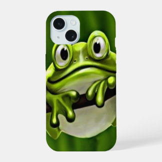 Schattig grappig lachend groen kikker in de boom iPhone 15 case