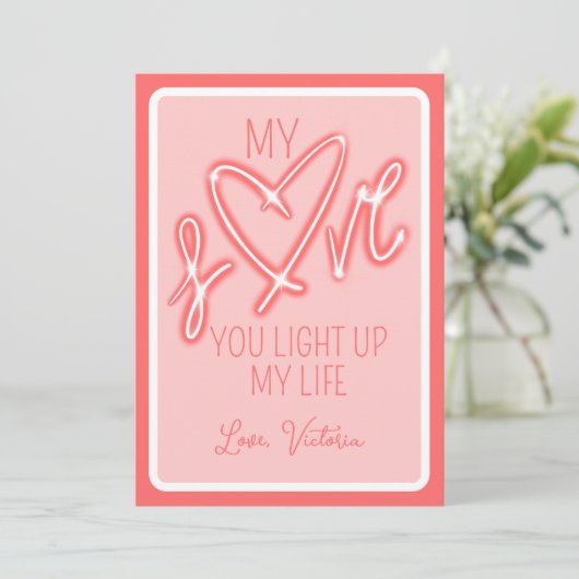 Schattig Grappig Liefde Licht Valentijnsdag Feestdagenkaart (Staand voorkant)