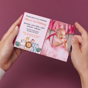 Schattig Grappig   Meisjes Foto Verjaardagsuitnodi Kaart