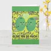 Schattig Grappig Olijf Jij Ik Hou Van Jou Kaart (Gele Bloem)