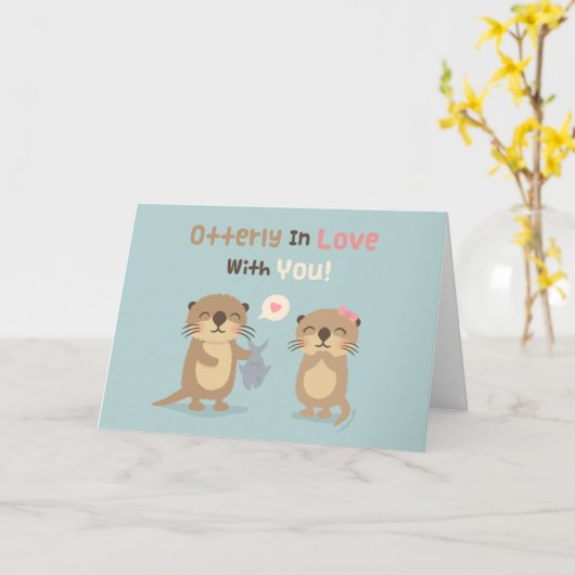Schattig Grappig Otterlijk Verliefd Op Jou Otter W Kaart (Gele Bloem)