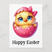 Schattig Grappig Schattige Pasen Baby Chick Roze E Briefkaart (Voorkant)