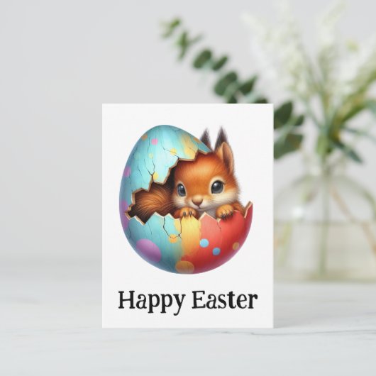 Schattig Grappig Schattige Pasen Baby Eekhoorn Briefkaart (Staand voorkant)