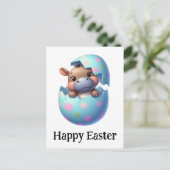 Schattig Grappig Schattige Pasen Baby Hippo Briefkaart (Staand voorkant)
