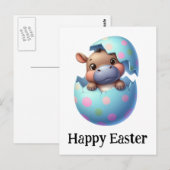 Schattig Grappig Schattige Pasen Baby Hippo Briefkaart (Voorkant / Achterkant)