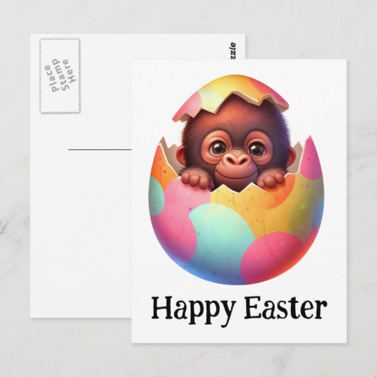 Schattig Grappig Schattige Pasen Baby Primaat Briefkaart (Voorkant / Achterkant)