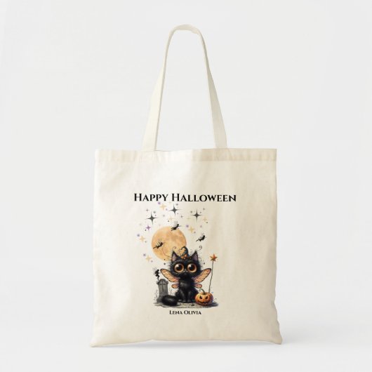 Schattig Grappig Spook Kitten Halloween Trick or T Tote Bag (Voorkant)