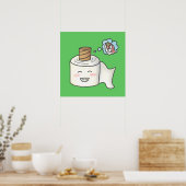 Schattig Grappig Toiletpapier Dromend dat het een  Poster (Keuken)