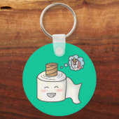 Schattig Grappig Toiletpapier Dromend dat het een  Sleutelhanger (Voorkant)