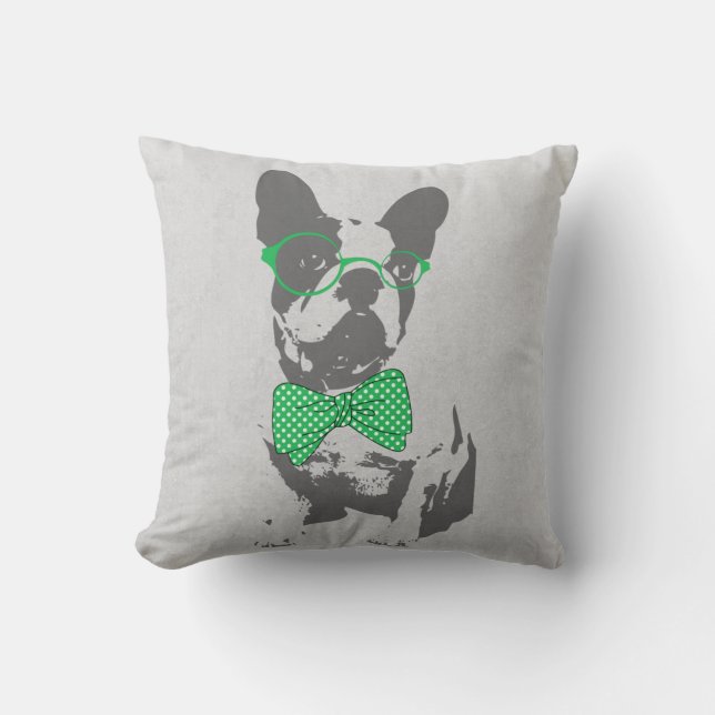 Schattig grappig trendy vintage dier Franse bulldo Kussen (Voorkant)