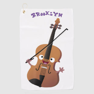 Schattig grappig viool muzikaal cartoon karakter golfhanddoek