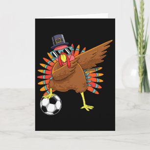 Schattig Grappig Voetbal Thanksgiving Dabbing Kalk Kaart