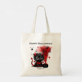 Schattig Grappige Duivel Kitten Halloween Trick or Tote Bag (Achterkant)