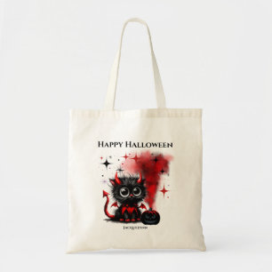 Schattig Grappige Duivel Kitten Halloween Trick or Tote Bag