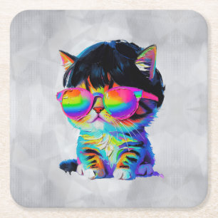 Schattig Grappige Kat (Schilderij Nr. 1) Kartonnen Onderzetters