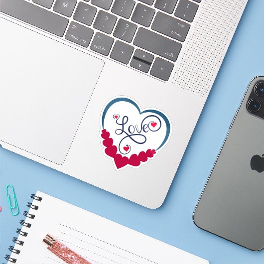 Schattig Grappige Liefde Sticker (Laptop met iPhone)