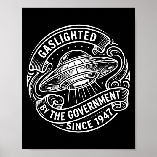 Schattig Grappige Ufo Alien Gaslighted Overheid Poster (Voorkant)