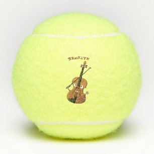 Schattig grappige viool muziek cartoon karakter tennisballen