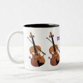 Schattig grappige viool muziek cartoon karakter tweekleurige koffiemok (Links)