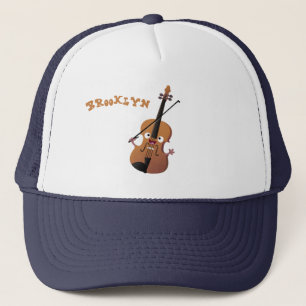 Schattig grappige viool muziek cartoon karakter vr trucker pet