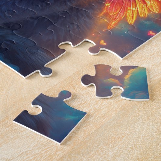 Schattig Grey Angel Kat Legpuzzel (Zijkant)